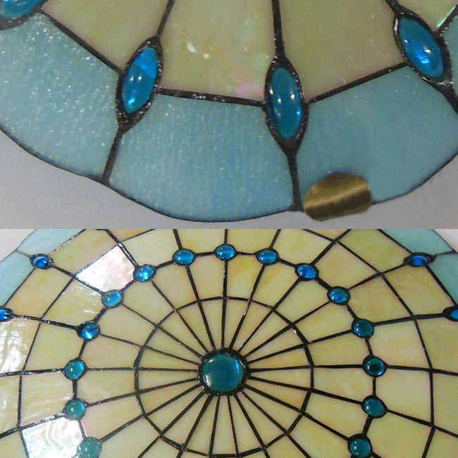 Tiffany Blue Dome Shade Flush Mount Ceiling Light with Jewel Decoration - Available in 12"/16"/19.5" Width - Perfect for Bedroom