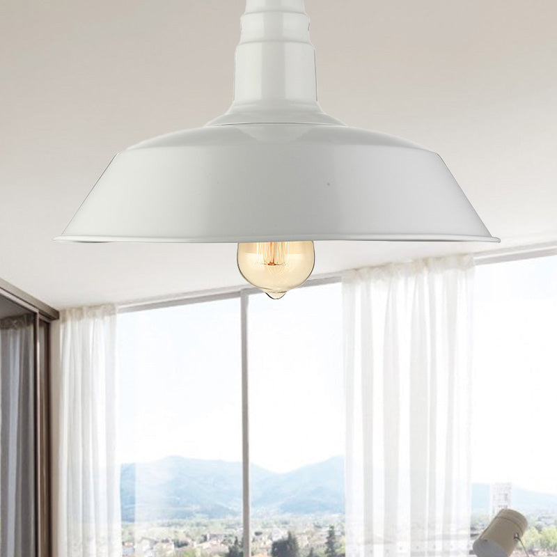 Vintage Iron Barn Dining Room Ceiling Light Fixture - 1 Light, Black/White Semi Flush - 10", 14", or 18" Diameter