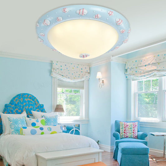 Cute LED Frosted Glass Bowl Ceiling Light for Child's Bedroom