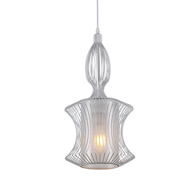Vintage Iron Lantern Pendant Light Fixture For Dining Room - White