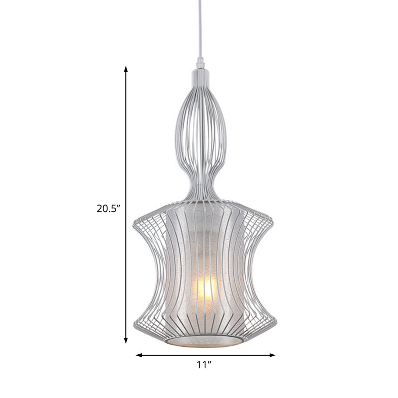 Vintage Iron Lantern Pendant Light Fixture For Dining Room - White
