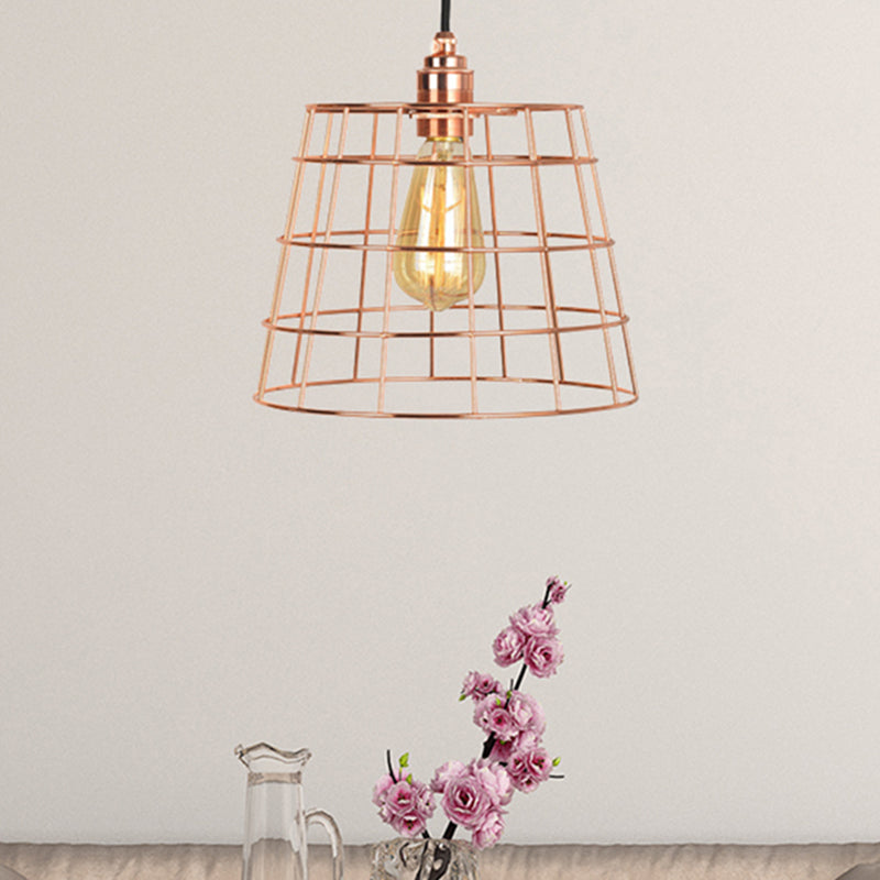 Copper Cone Iron Hanging Light Fixture – 1-Light Industrial Pendant Kit for Living Room