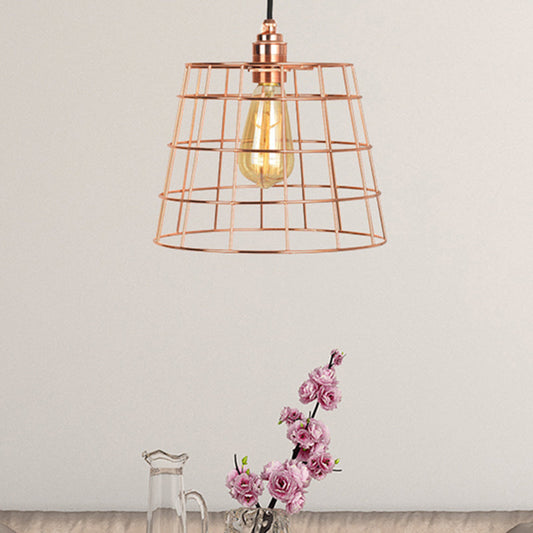 Copper Cone Iron Hanging Light Fixture – 1-Light Industrial Pendant Kit for Living Room