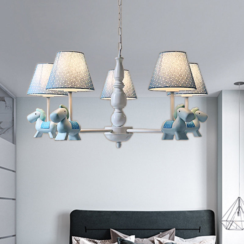 Darling Pony Chandelier: Metal Hanging Light With Dot Shade For Kindergarten Playrooms