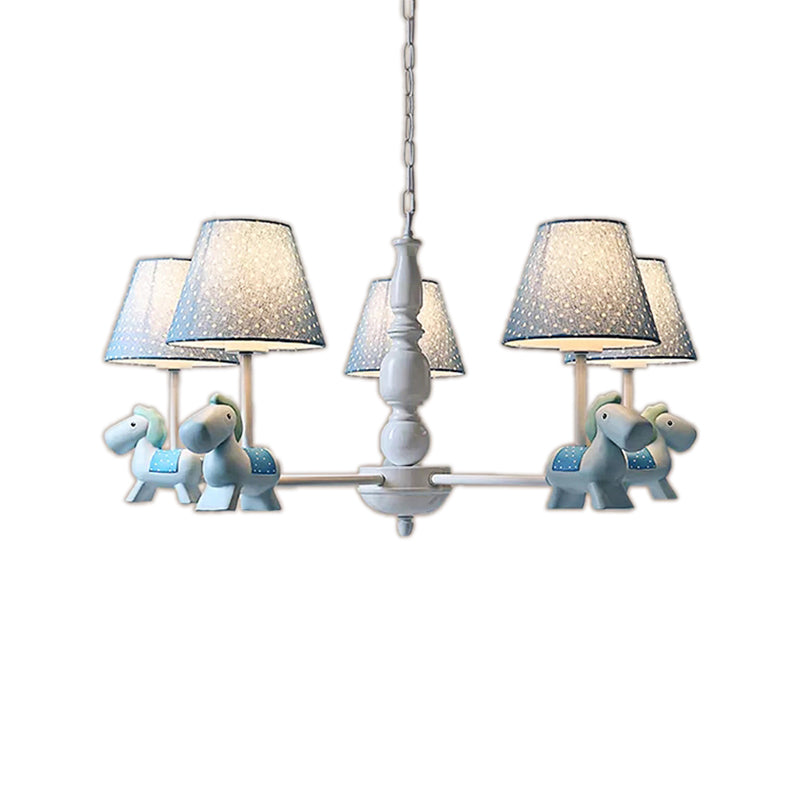 Darling Pony Chandelier: Metal Hanging Light With Dot Shade For Kindergarten Playrooms