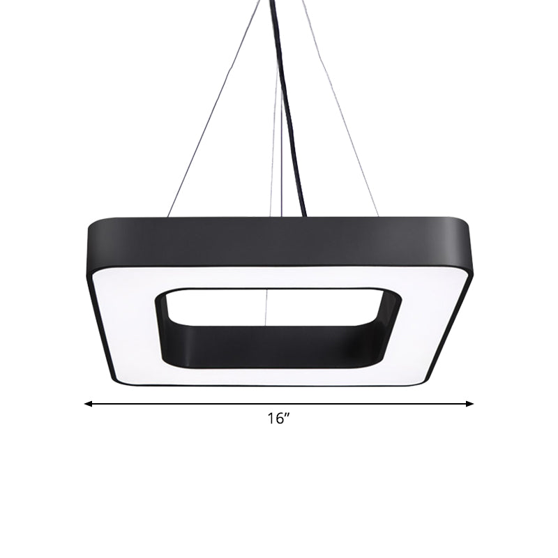 Nordic Black Metal Square Led Hanging Light Fixture For Dining Room - Modern Ceiling Suspension Lamp