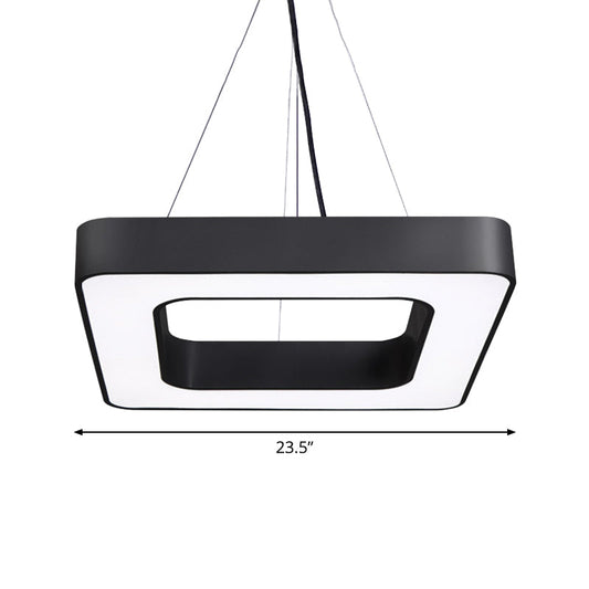 Nordic Black Metal Square Led Hanging Light Fixture For Dining Room - Modern Ceiling Suspension Lamp