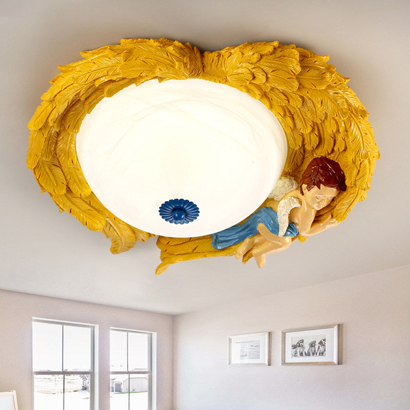 Plafonnier encastré en résine Angel Child Wing - Parfait pour un éclairage de chambre romantique