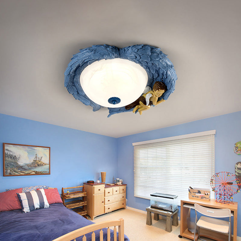Plafonnier encastré en résine Angel Child Wing - Parfait pour un éclairage de chambre romantique