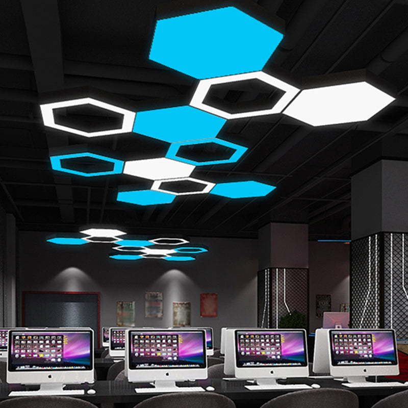 Modern Black Acrylic Gym Led Pendant Light With Honeycomb Design