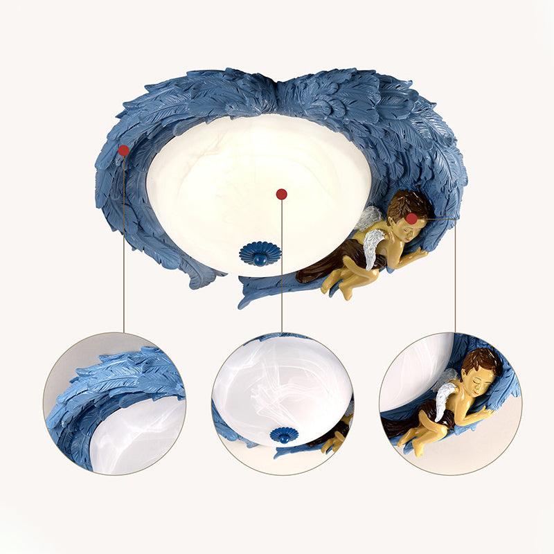 Plafonnier encastré en résine Angel Child Wing - Parfait pour un éclairage de chambre romantique
