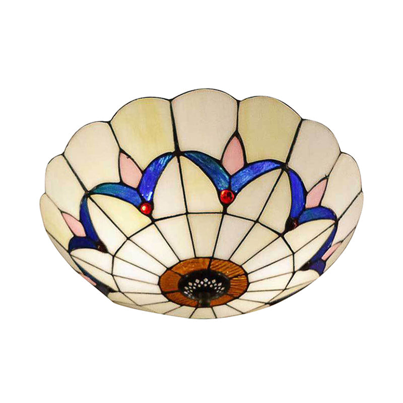 Plafonnier encastré de style rustique avec décoration en pierre précieuse (10"/12") – Options blanc/beige/bleu/transparent