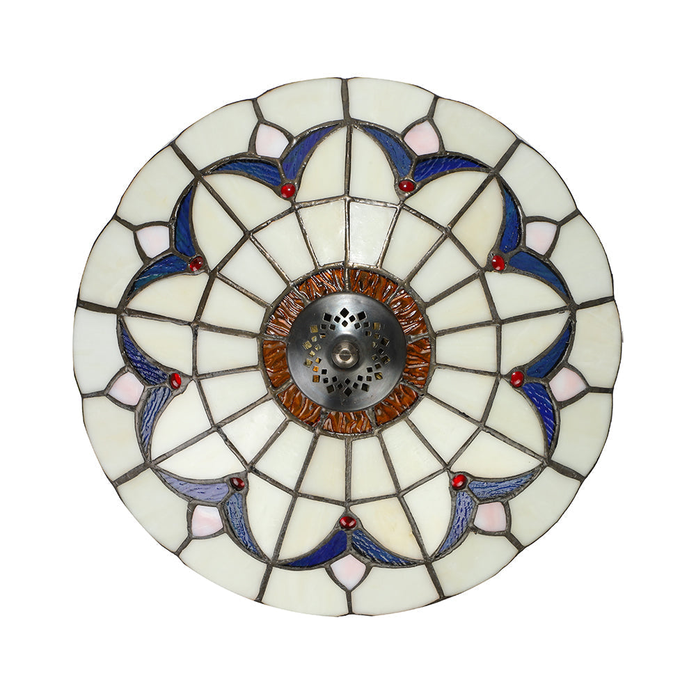Plafonnier encastré de style rustique avec décoration en pierre précieuse (10"/12") – Options blanc/beige/bleu/transparent