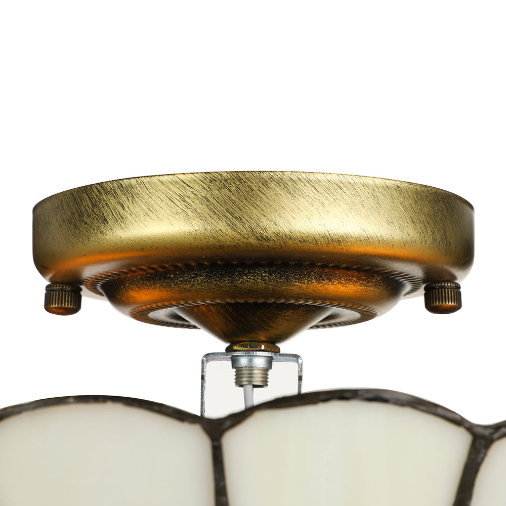 Plafonnier encastré de style rustique avec décoration en pierre précieuse (10"/12") – Options blanc/beige/bleu/transparent
