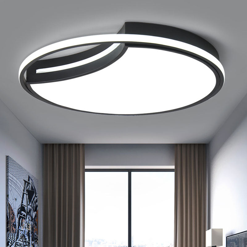 Modern Black Metal Splicing LED Circle Flush Mount Ceiling Light for Bedrooms