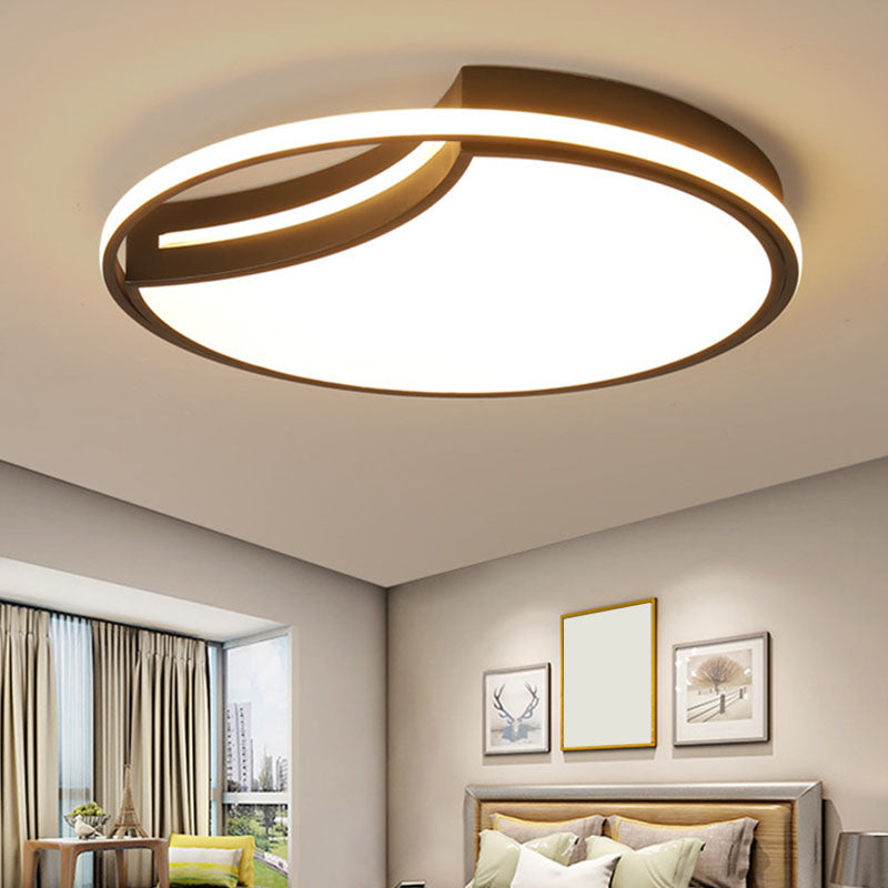 Modern Black Metal Splicing LED Circle Flush Mount Ceiling Light for Bedrooms
