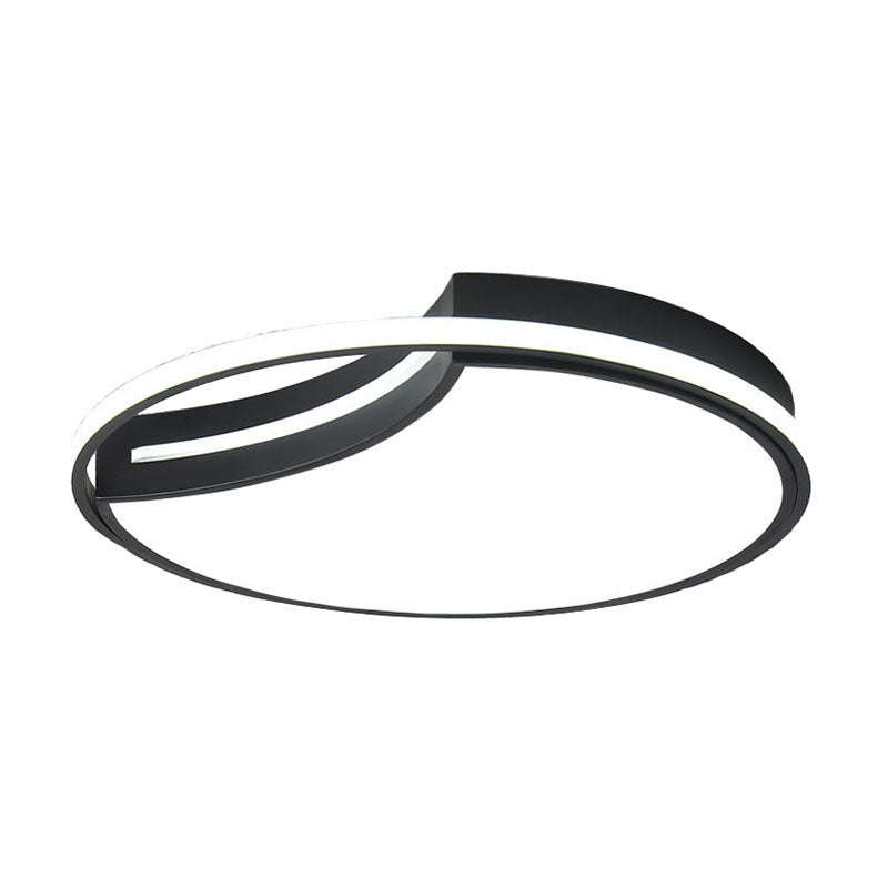 Modern Black Metal Splicing LED Circle Flush Mount Ceiling Light for Bedrooms