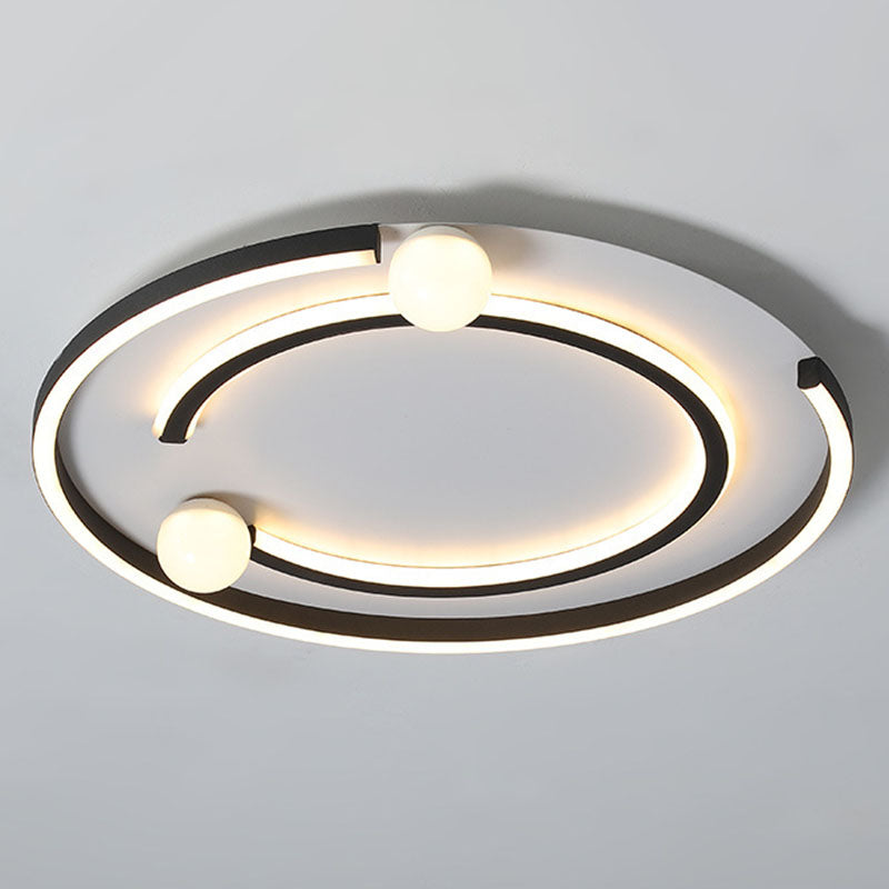 Modern Black Led Flush Mount Ceiling Light - Sleek Geometric Design Ideal For Bedroom Spaces