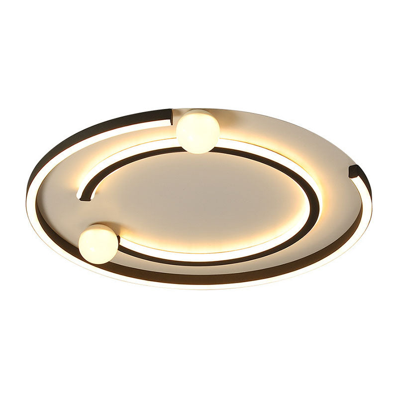 Modern Black LED Flush Mount Ceiling Light - Sleek Geometric Design, Ideal for Bedroom Spaces