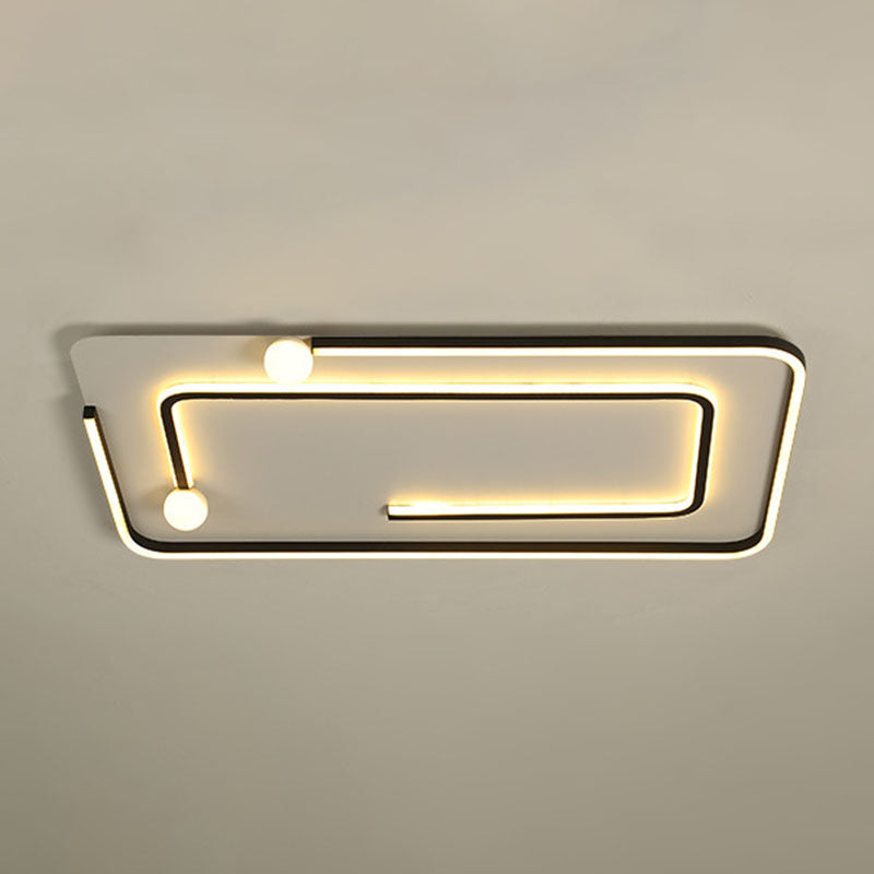 Modern Black Led Flush Mount Ceiling Light - Sleek Geometric Design Ideal For Bedroom Spaces / Warm