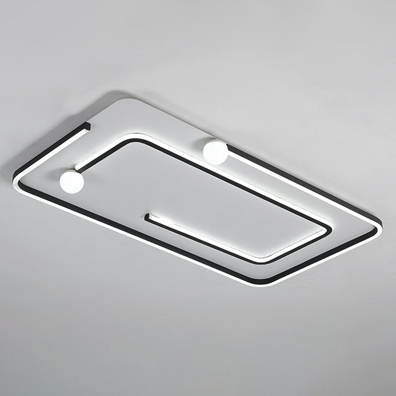 Modern Black LED Flush Mount Ceiling Light - Sleek Geometric Design, Ideal for Bedroom Spaces