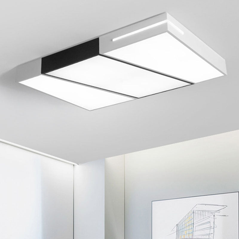 Contemporary White Quadrate Flush Mount Ceiling Light - LED Metal Lighting Fixture