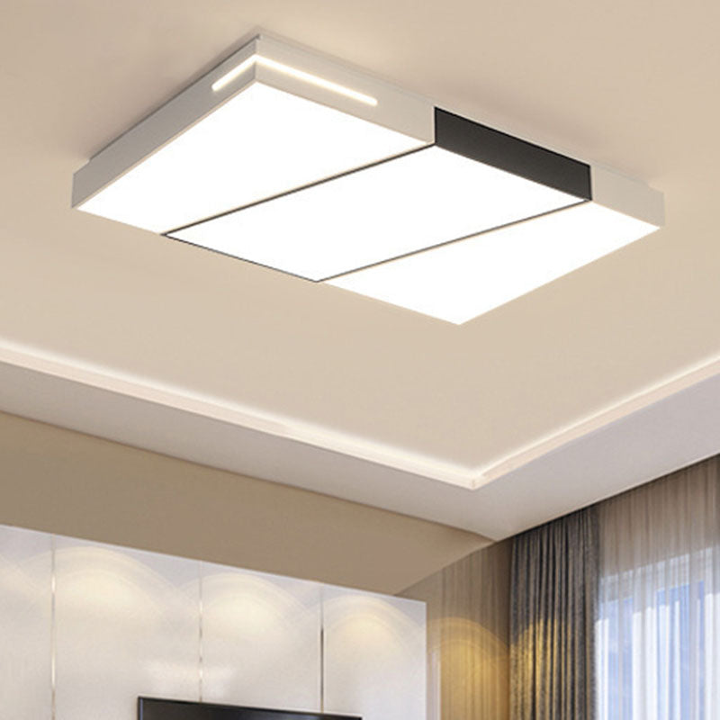Contemporary White Quadrate Flush Mount Ceiling Light - LED Metal Lighting Fixture