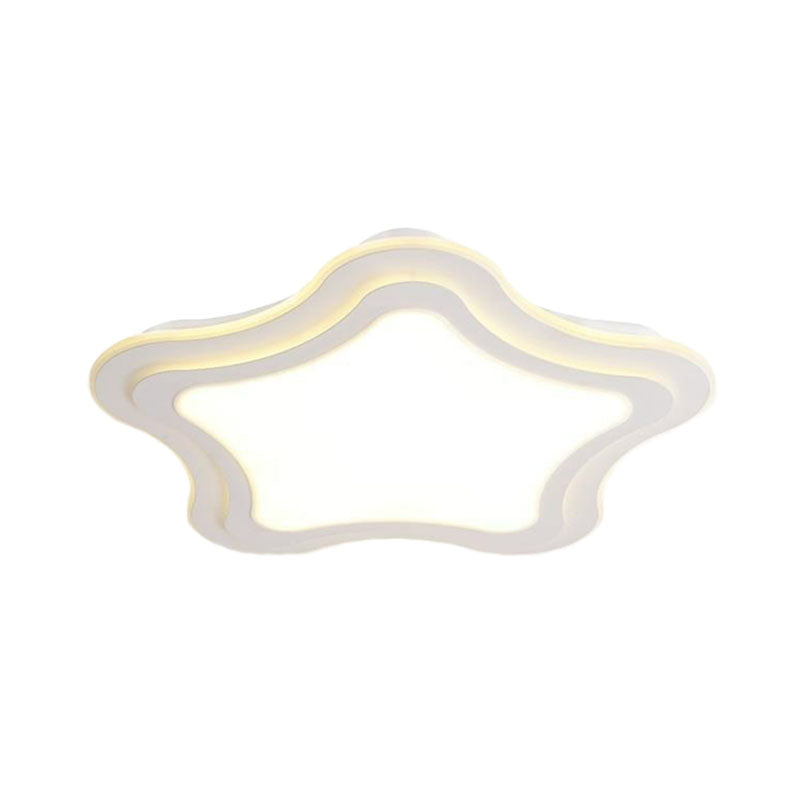 Sleek Star Led Flush Mount Ceiling Light For Bedroom - Simplicity Acrylic Design In White