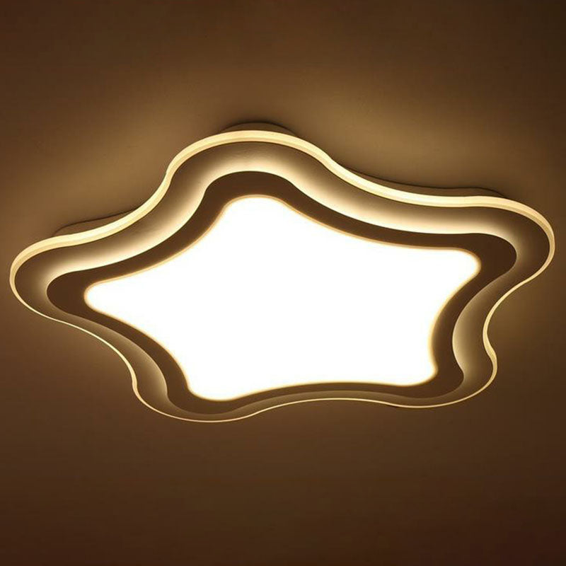Sleek Star LED Flush Mount Ceiling Light for Bedroom - Simplicity Acrylic Design in White