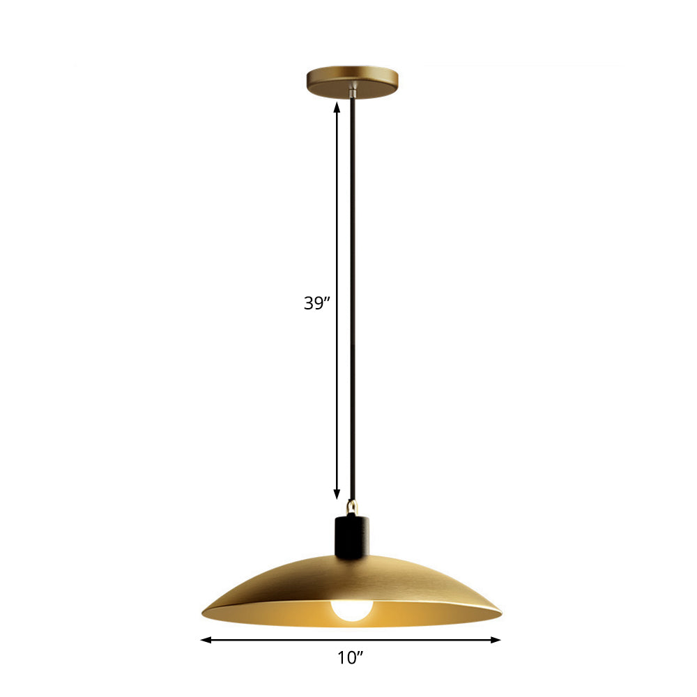 Wrought Iron Brass Pendant Light, 10"/12" Wide Dome Ceiling Fixture for Restaurants