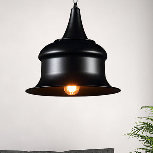 Vintage Metal Bell Shape Pendant Light for Living Room - Black/Red/Yellow