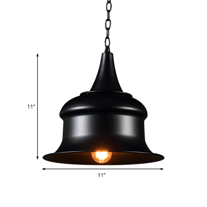 Vintage Metal Bell Shape Pendant Light - Black/Red/Yellow Ideal For Living Room