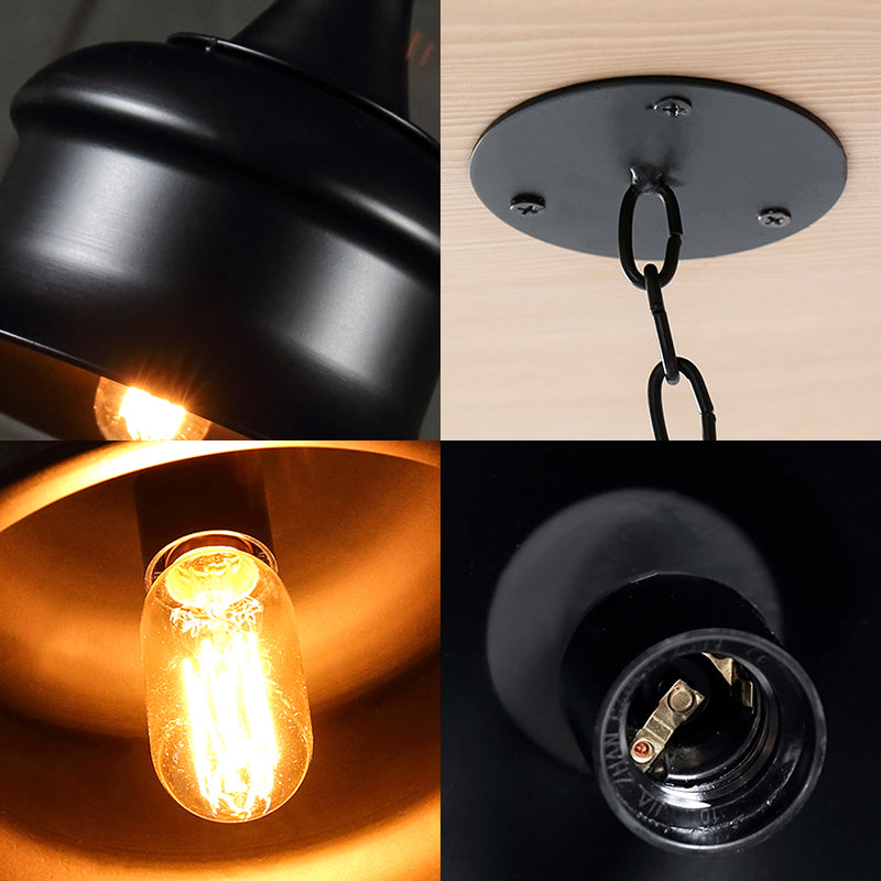 Vintage Metal Bell Shape Pendant Light - Black/Red/Yellow Ideal For Living Room