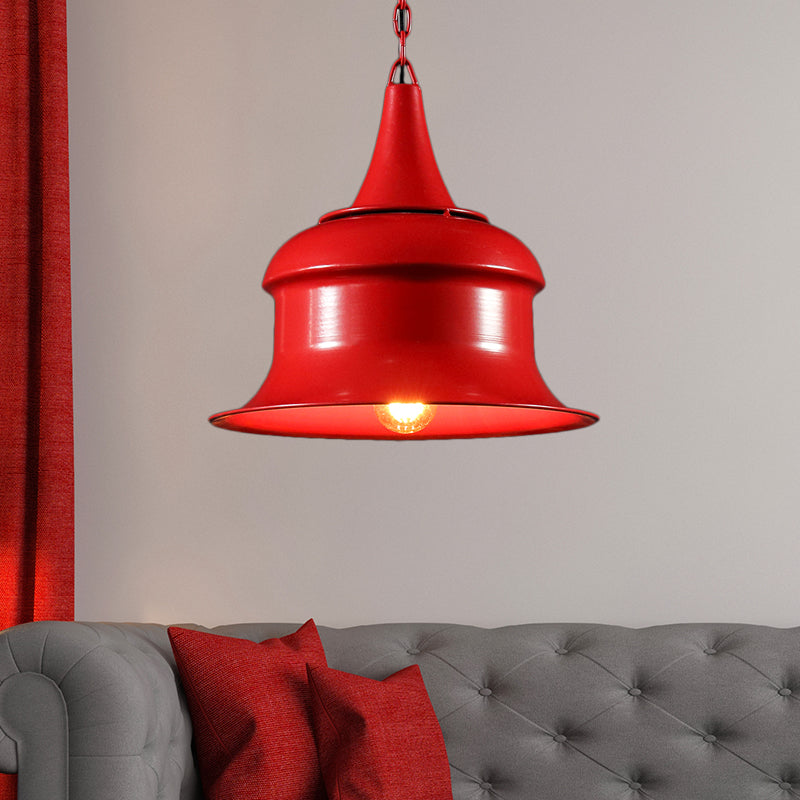 Vintage Metal Bell Shape Pendant Light - Black/Red/Yellow Ideal For Living Room Red