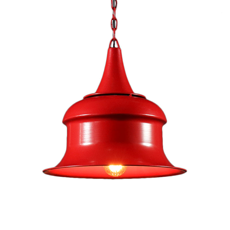 Suspension en métal vintage en forme de cloche pour salon - Noir/Rouge/Jaune