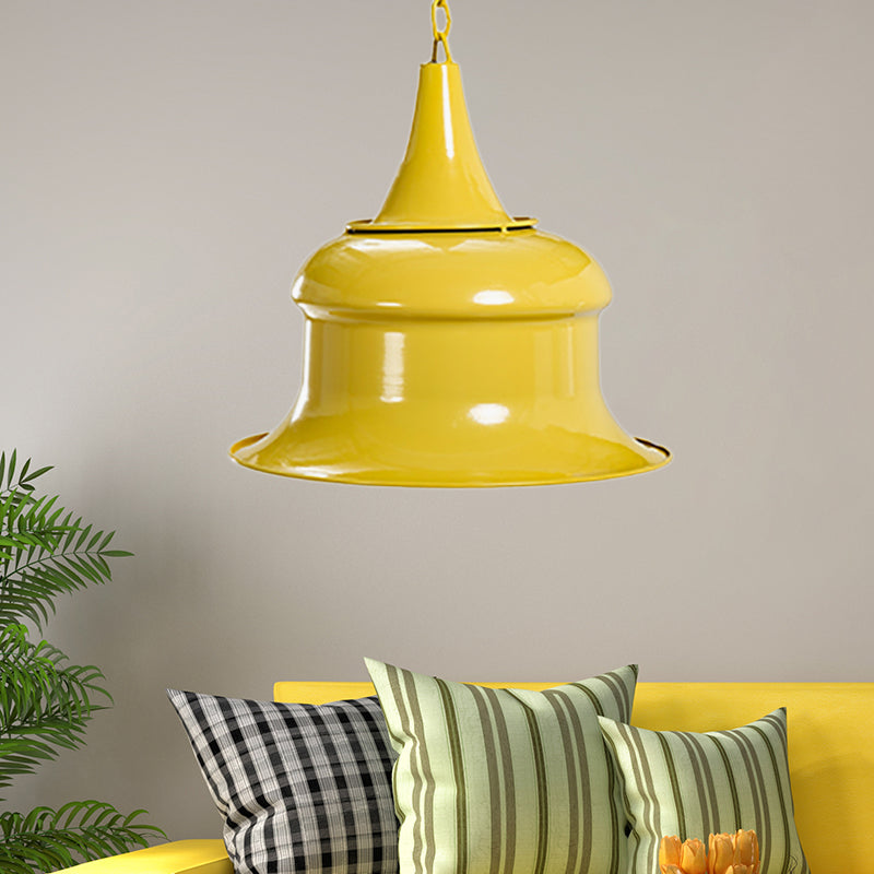 Vintage Metal Bell Shape Pendant Light - Black/Red/Yellow Ideal For Living Room Yellow