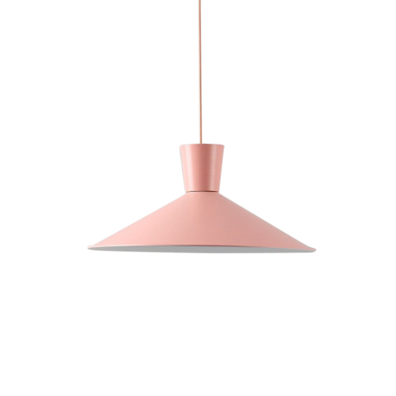 Nordic Iron Flared Pendant Ceiling Light - Pink/Yellow/Blue 1 Hanging Fixture For Living Room