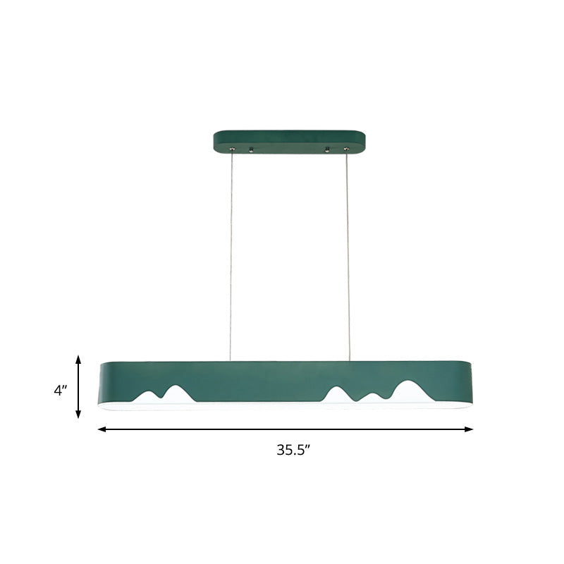 Modern LED Linear Chandelier - White/Black/Green - Rectangular Design - Hanging Ceiling Light in White/Warm Light - 35.5"/47" Wide