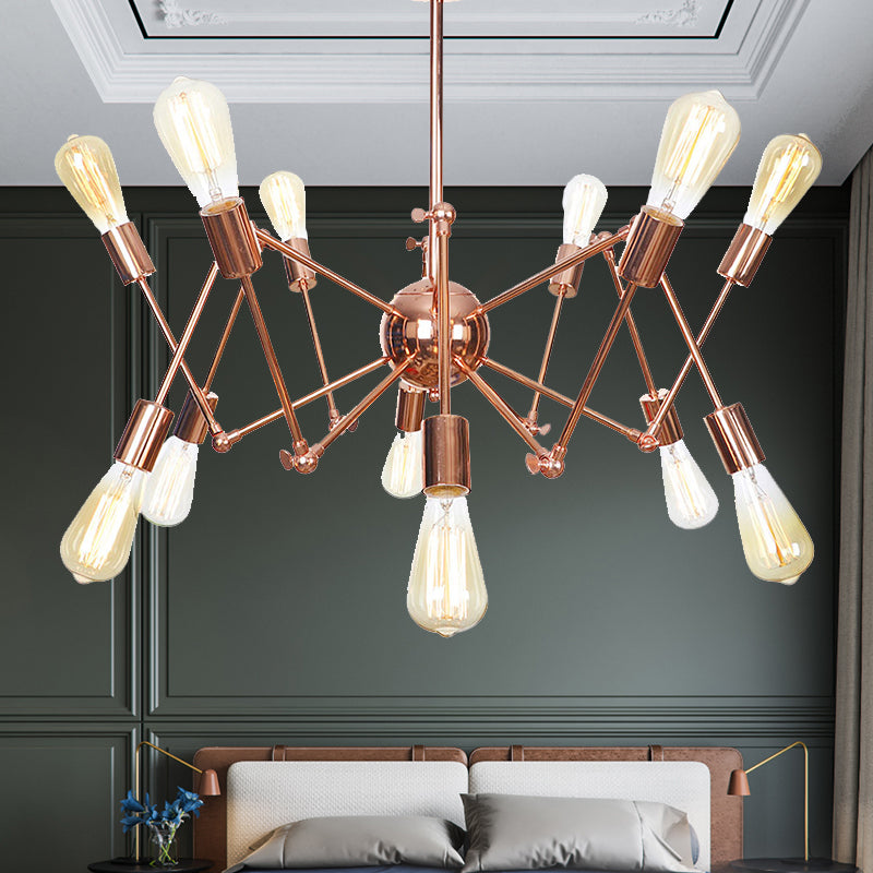 Rustic Copper Sputnik Pendant Chandelier - Indoor Light Fixture with 6/8/10 Lights