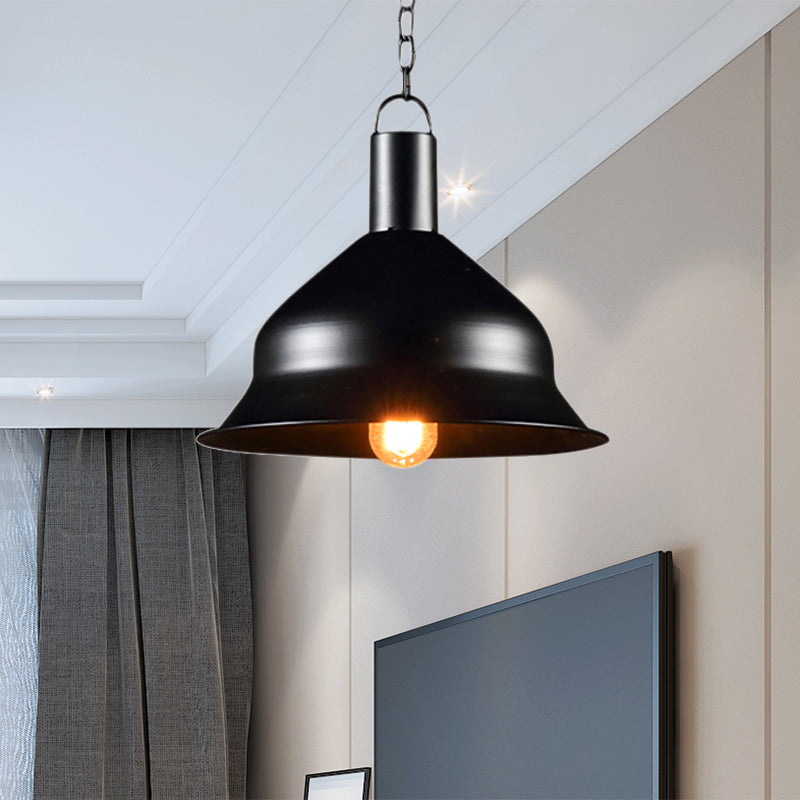 Barn Dining Room Hanging Light Kit - Industrial Metal Pendant Lighting (1-Light Black/Red/Yellow)
