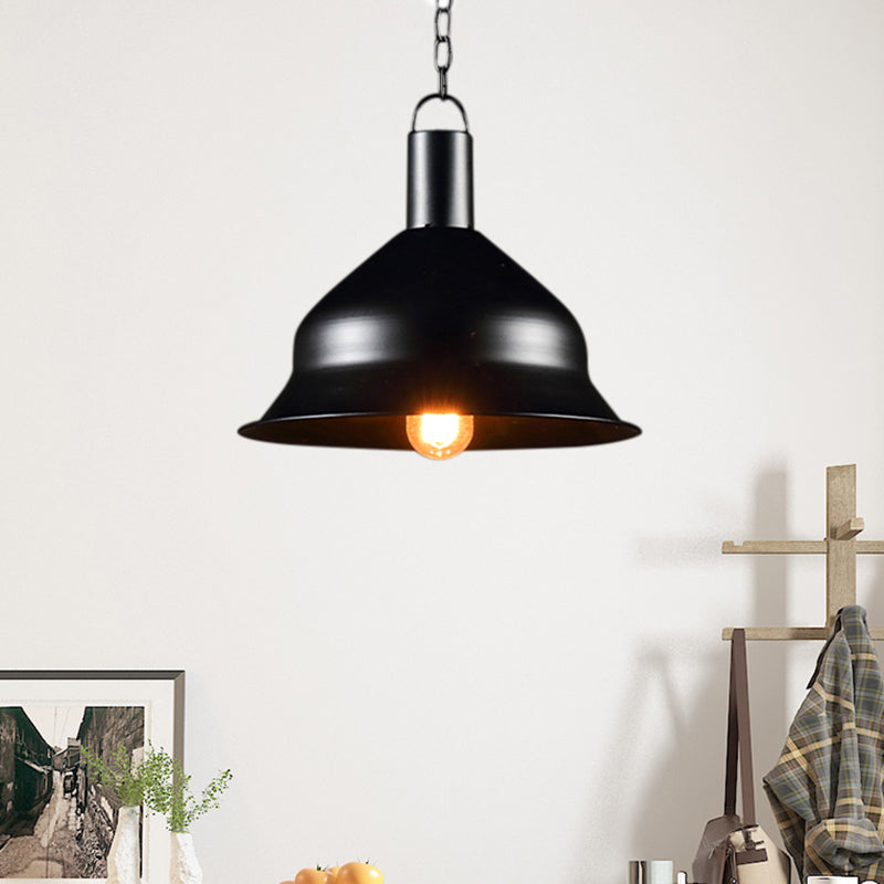 Industrial Metal Pendant Light Kit - Barn Dining Room - 1 Light - Black/Red/Yellow