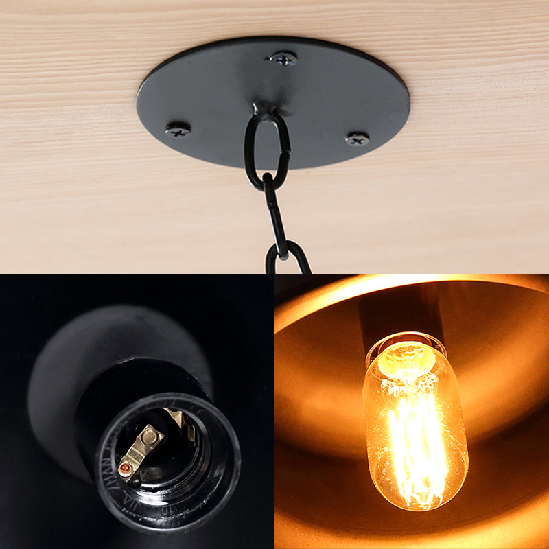 Barn Dining Room Hanging Light Kit - Industrial Metal Pendant Lighting (1-Light Black/Red/Yellow)