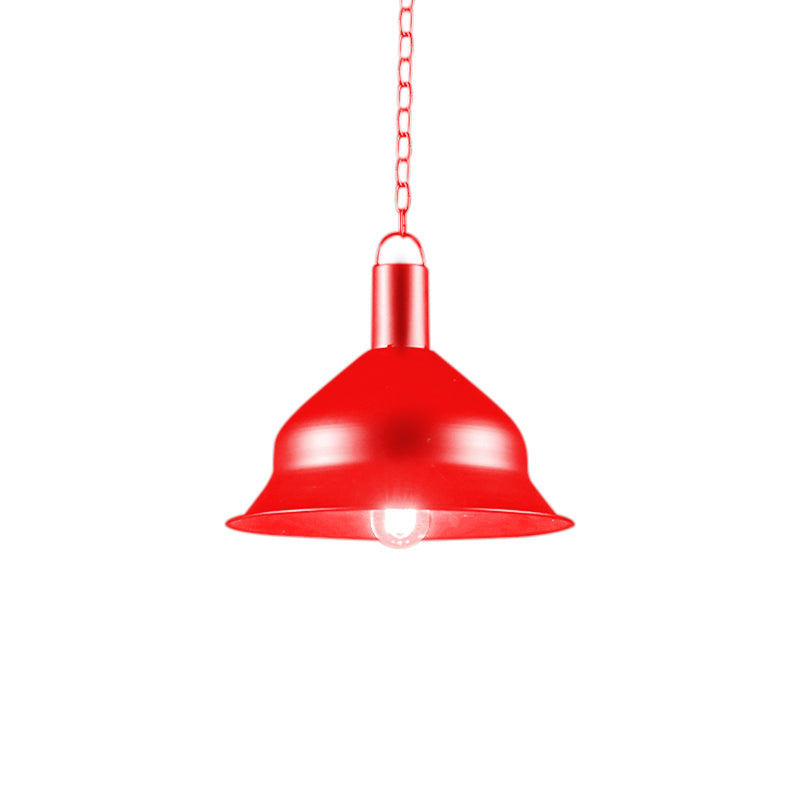 Industrial Metal Pendant Light Kit - Barn Dining Room - 1 Light - Black/Red/Yellow