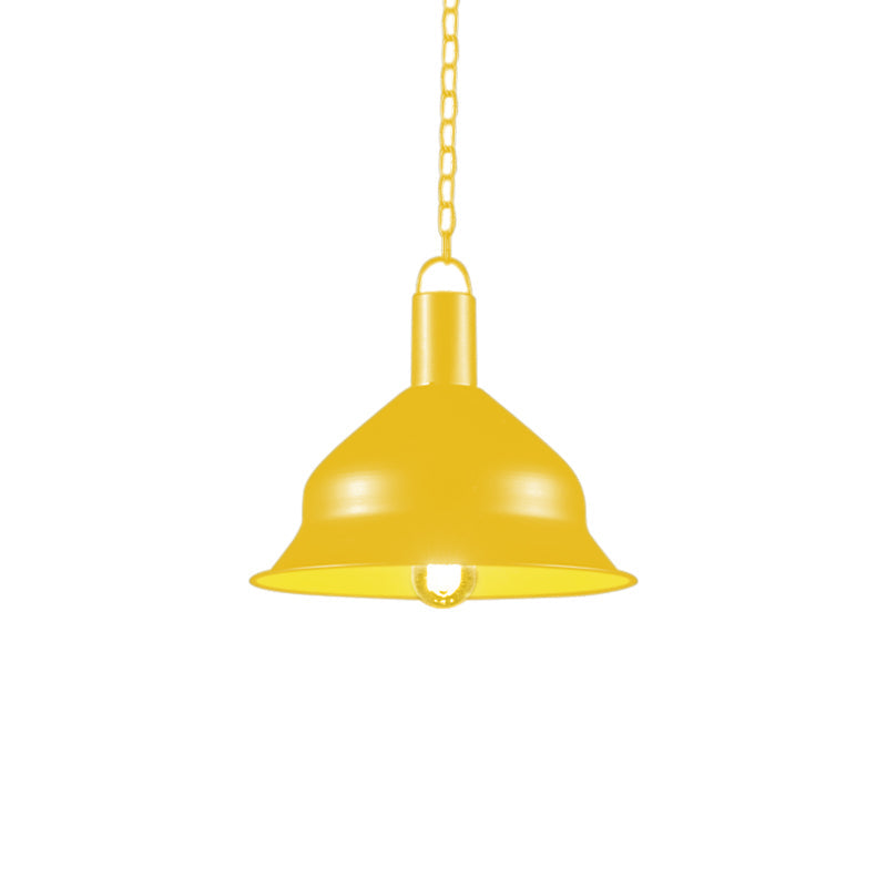 Barn Dining Room Hanging Light Kit - Industrial Metal Pendant Lighting (1-Light Black/Red/Yellow)