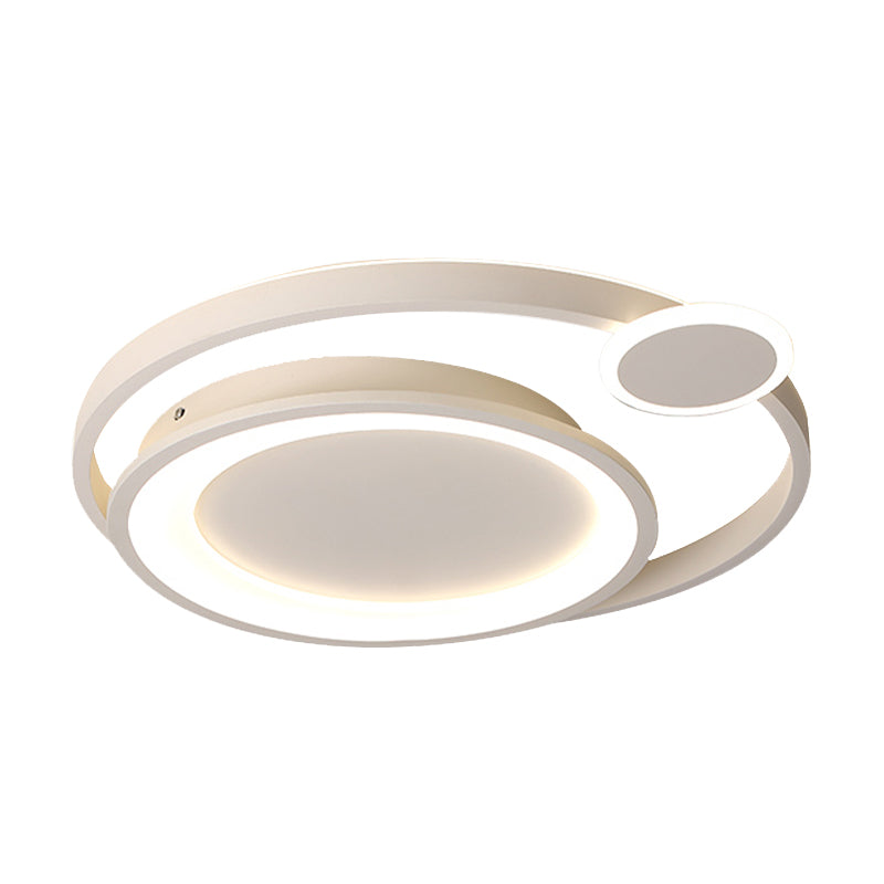 Nordic Metal Ceiling Mounted LED Flush Mount Light in Black/White with Wide Orbit Design - 15"/18"/21.5" Warm/White