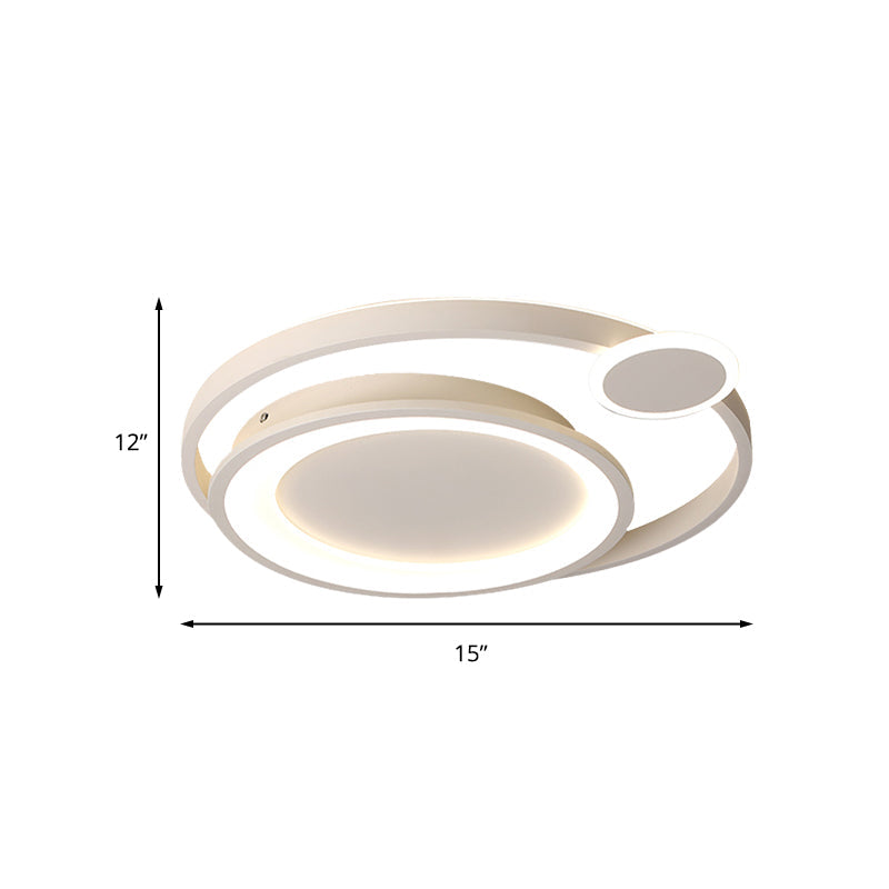 Nordic Metal Ceiling Mounted LED Flush Mount Light in Black/White with Wide Orbit Design - 15"/18"/21.5" Warm/White