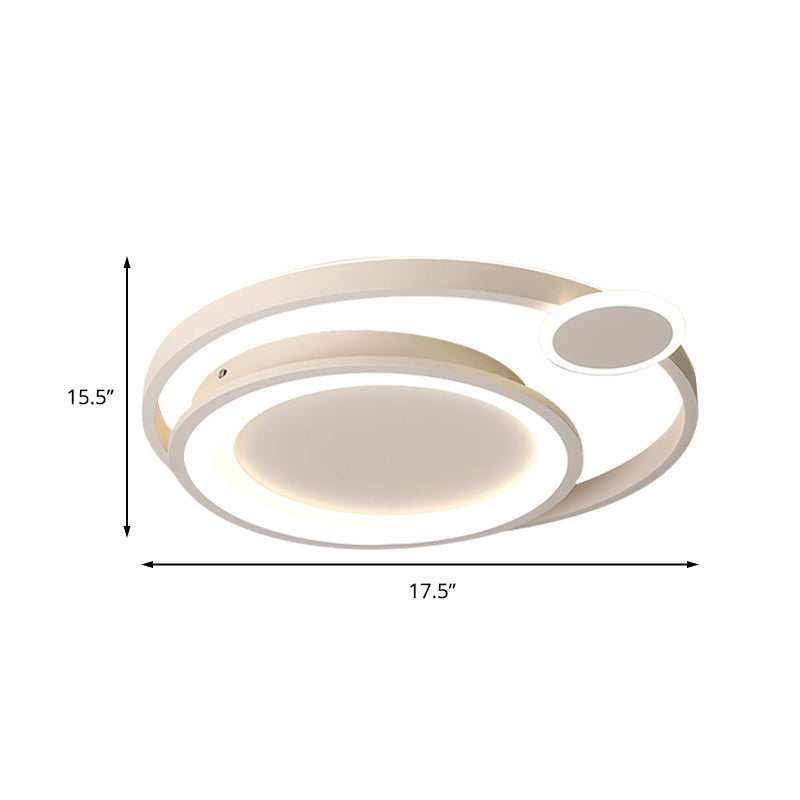 Nordic Metal Ceiling Mounted LED Flush Mount Light in Black/White with Wide Orbit Design - 15"/18"/21.5" Warm/White