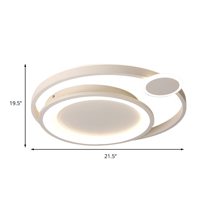 Nordic Metal Ceiling Mounted LED Flush Mount Light in Black/White with Wide Orbit Design - 15"/18"/21.5" Warm/White