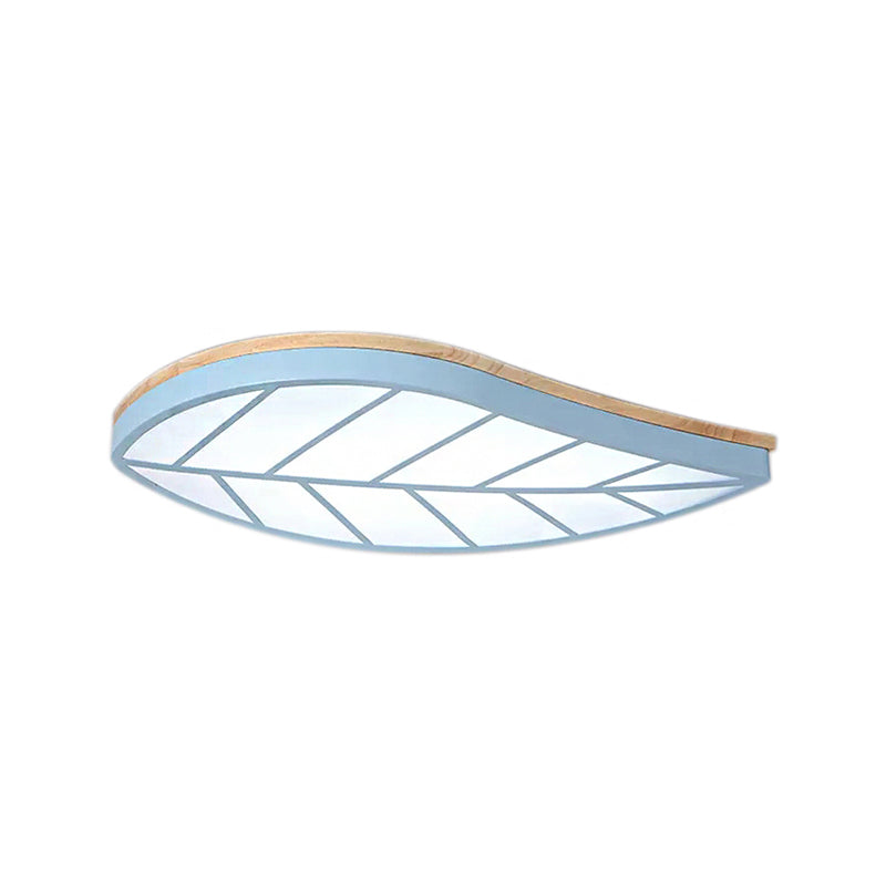 Modern Flush Mount Leaf Ceiling Lamp for Child's Bedroom with Undertint Finish