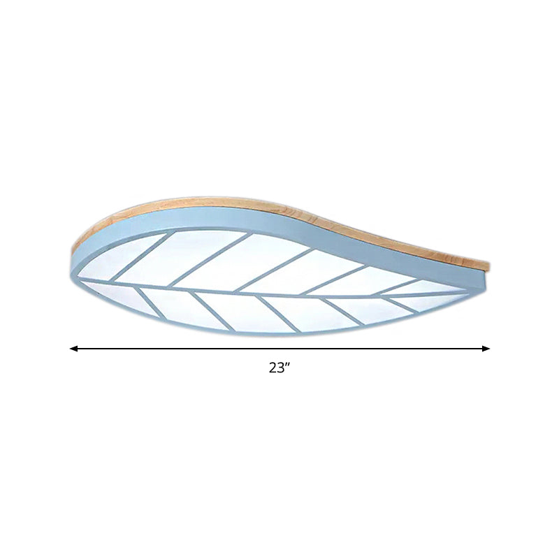 Modern Flush Mount Leaf Ceiling Lamp for Child's Bedroom with Undertint Finish